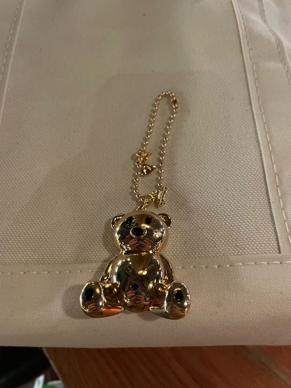 Gold Teddy Bear Keychain Charm - Kids Accessories